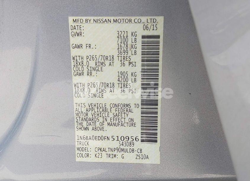 Photo 9 of 2015 Nissan Titan SV (VIN 1N6BA0ED0FN510956)