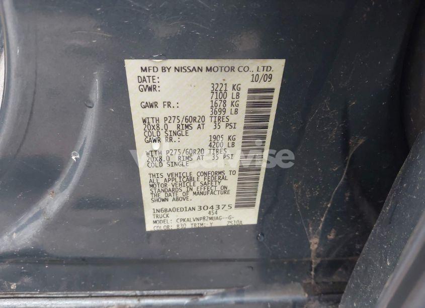 Photo 9 of 2010 Nissan Titan LE (VIN 1N6BA0ED1AN304375)