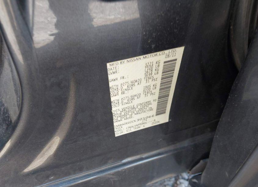 Photo 9 of 2012 Nissan Titan SL (VIN 1N6BA0ED2CN301066)