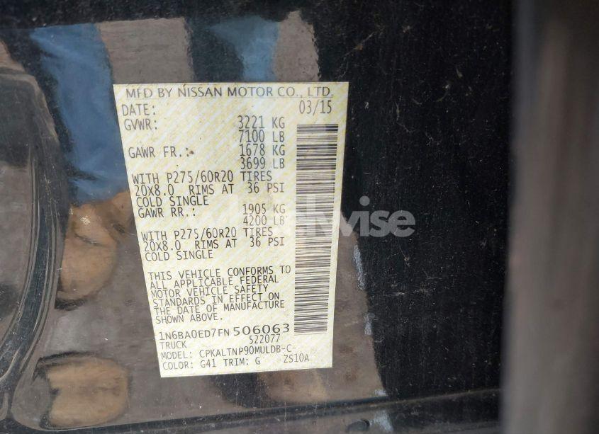 Photo 9 of 2015 Nissan Titan SV (VIN 1N6BA0ED7FN506063)