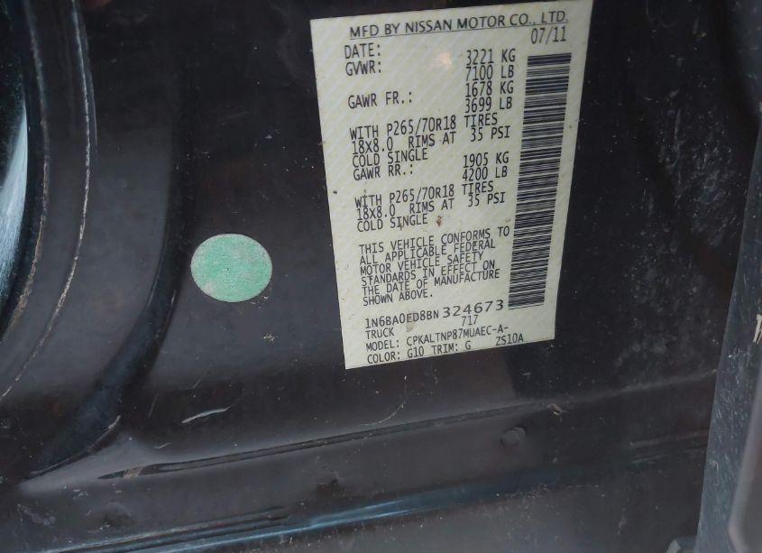 Photo 9 of 2011 Nissan Titan SV (VIN 1N6BA0ED8BN324673)