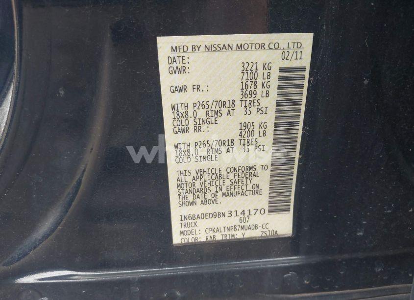 Photo 9 of 2011 Nissan Titan SV (VIN 1N6BA0ED9BN314170)