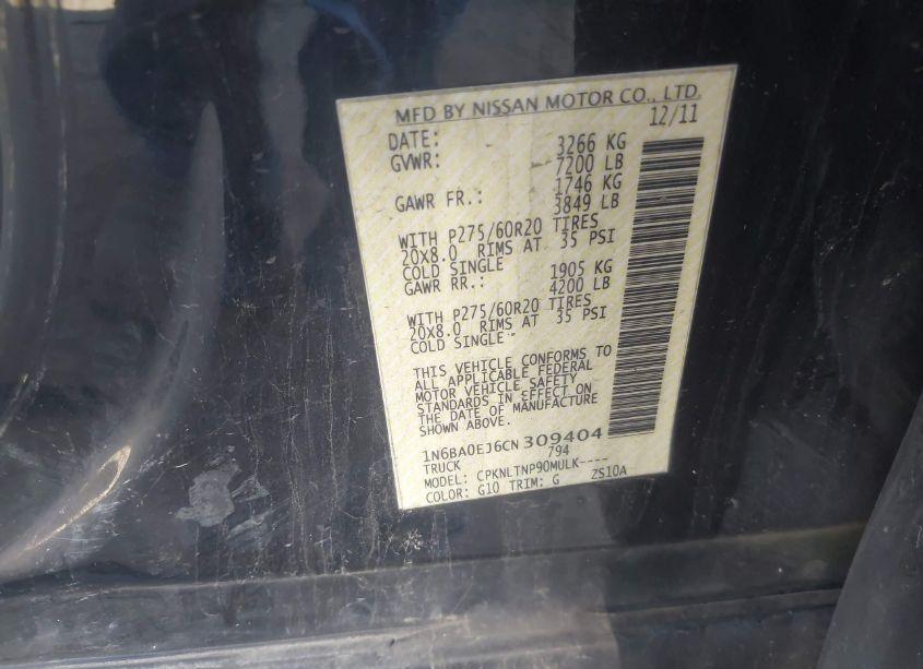 Photo 9 of 2012 Nissan Titan SV (VIN 1N6BA0EJ6CN309404)