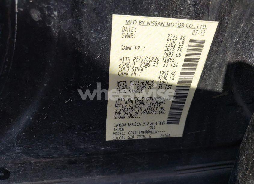 Photo 9 of 2012 Nissan Titan SV (VIN 1N6BA0EK3CN328338)