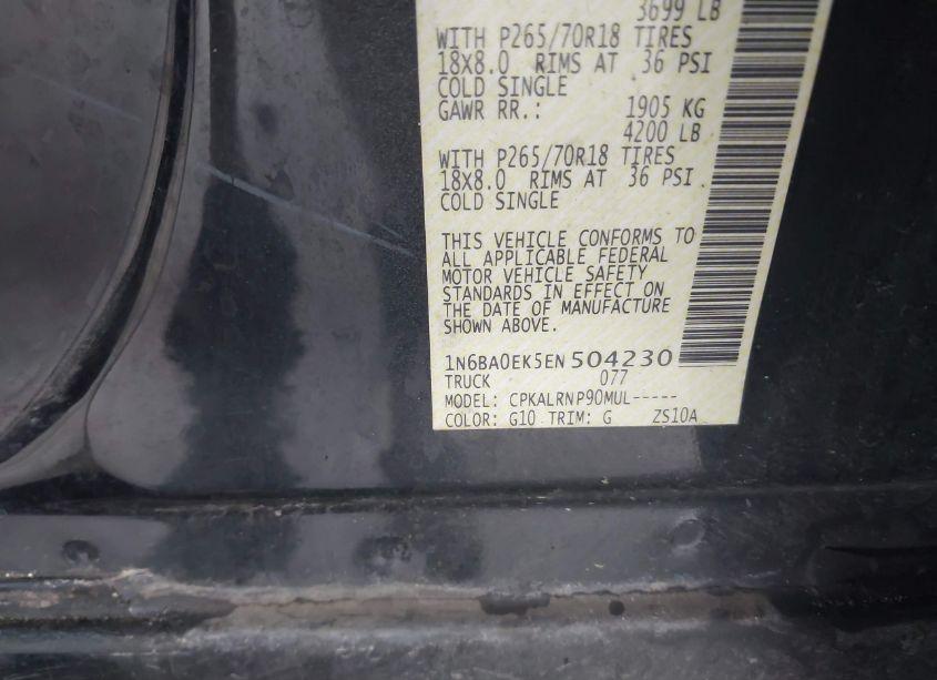 Photo 9 of 2014 Nissan Titan S (VIN 1N6BA0EK5EN504230)