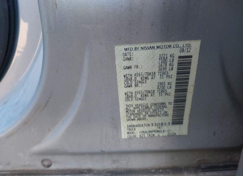 Photo 9 of 2012 Nissan Titan S (VIN 1N6BA0EK7CN330853)