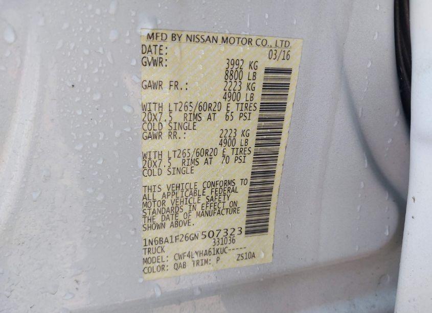 Photo 9 of 2016 Nissan Titan XD PLATINUM RESERVE DIESEL (VIN 1N6BA1F26GN507323)