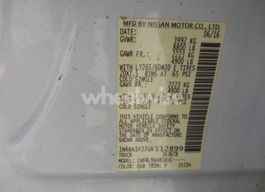 Photo 9 of 2016 Nissan Titan XD PLATINUM RESERVE DIESEL (VIN 1N6BA1F27GN512899)