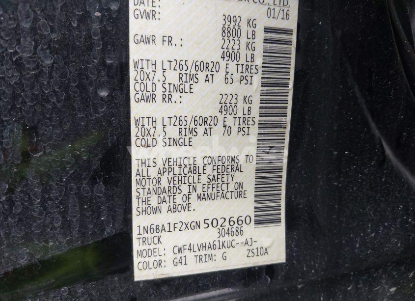 Photo 9 of 2016 Nissan Titan XD SL DIESEL (VIN 1N6BA1F2XGN502660)