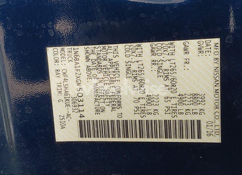 Photo 9 of 2016 Nissan Titan XD SV DIESEL (VIN 1N6BA1F2XGN503114)