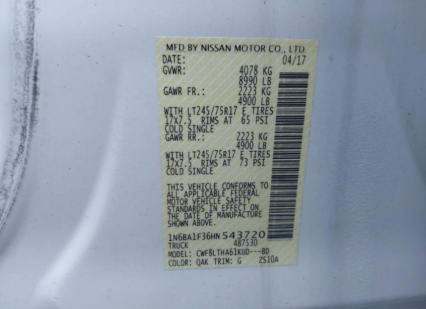 Photo 9 of 2017 Nissan Titan XD SV DIESEL (VIN 1N6BA1F36HN543720)