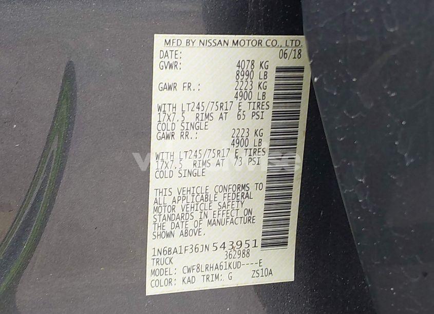 Photo 9 of 2018 Nissan Titan XD S DIESEL (VIN 1N6BA1F36JN543951)