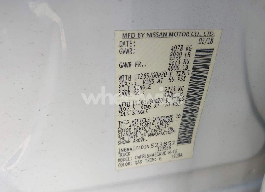 Photo 9 of 2018 Nissan Titan XD SV DIESEL (VIN 1N6BA1F40JN523851)