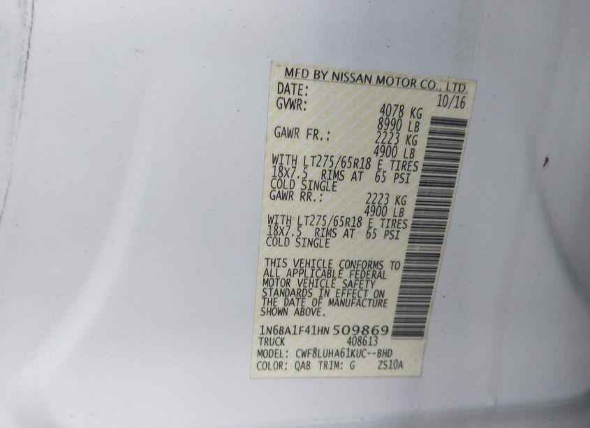 Photo 9 of 2017 Nissan Titan XD PRO-4X DIESEL (VIN 1N6BA1F41HN509869)