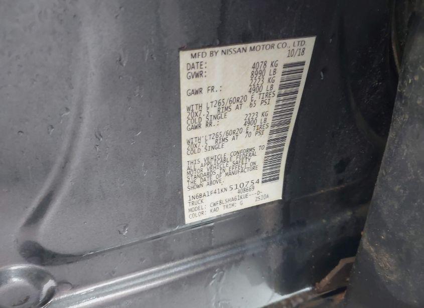 Photo 9 of 2019 Nissan Titan XD SV DIESEL (VIN 1N6BA1F41KN510754)