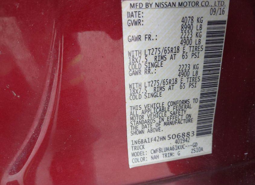 Photo 9 of 2017 Nissan Titan XD PRO-4X DIESEL (VIN 1N6BA1F42HN506883)