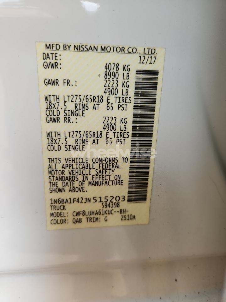 Photo 12 of 2018 NISSAN TITAN XD SL N/A (VIN 1N6BA1F42JN515203)