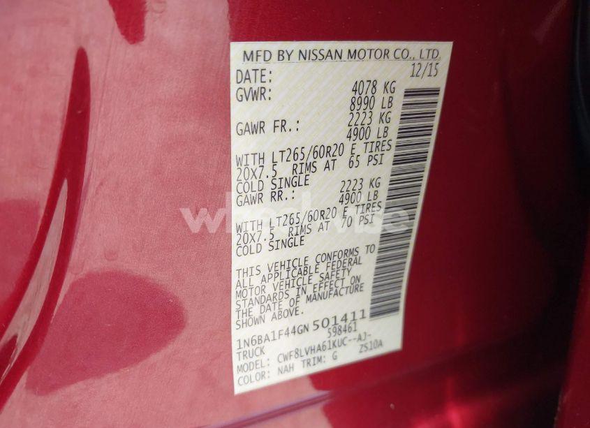 Photo 9 of 2016 Nissan Titan XD SL DIESEL (VIN 1N6BA1F44GN501411)