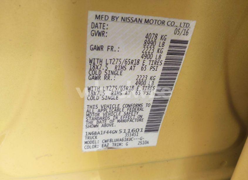 Photo 9 of 2016 Nissan Titan XD PRO-4X DIESEL (VIN 1N6BA1F44GN511601)