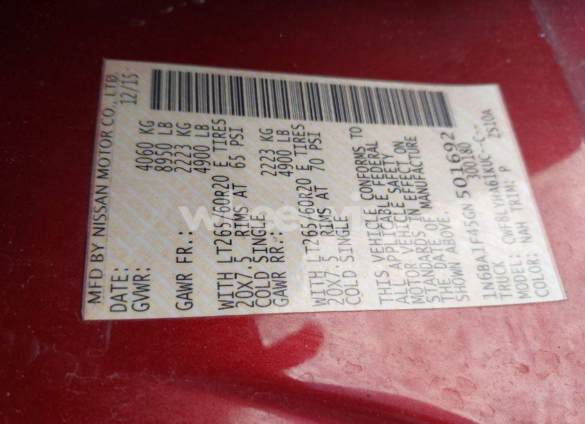 Photo 9 of 2016 Nissan Titan XD PLATINUM RESERVE DIESEL (VIN 1N6BA1F45GN501692)