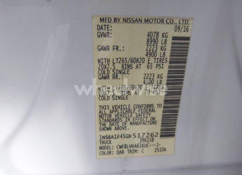 Photo 9 of 2016 Nissan Titan XD SL DIESEL (VIN 1N6BA1F45GN517262)