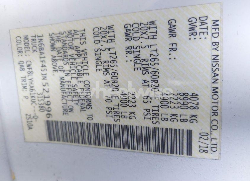 Photo 9 of 2018 Nissan Titan XD PLATINUM RESERVE DIESEL (VIN 1N6BA1F45JN521996)