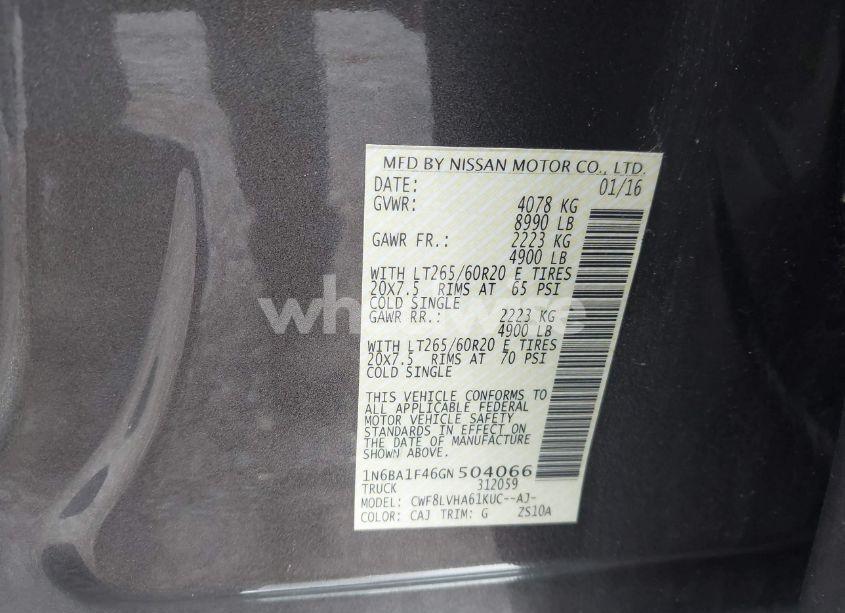 Photo 9 of 2016 Nissan Titan XD SL DIESEL (VIN 1N6BA1F46GN504066)