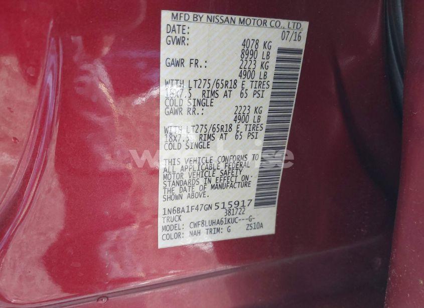 Photo 9 of 2016 Nissan Titan XD PRO-4X DIESEL (VIN 1N6BA1F47GN515917)