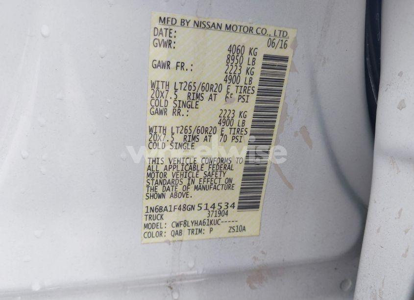 Photo 9 of 2016 Nissan Titan XD PLATINUM RESERVE DIESEL (VIN 1N6BA1F48GN514534)