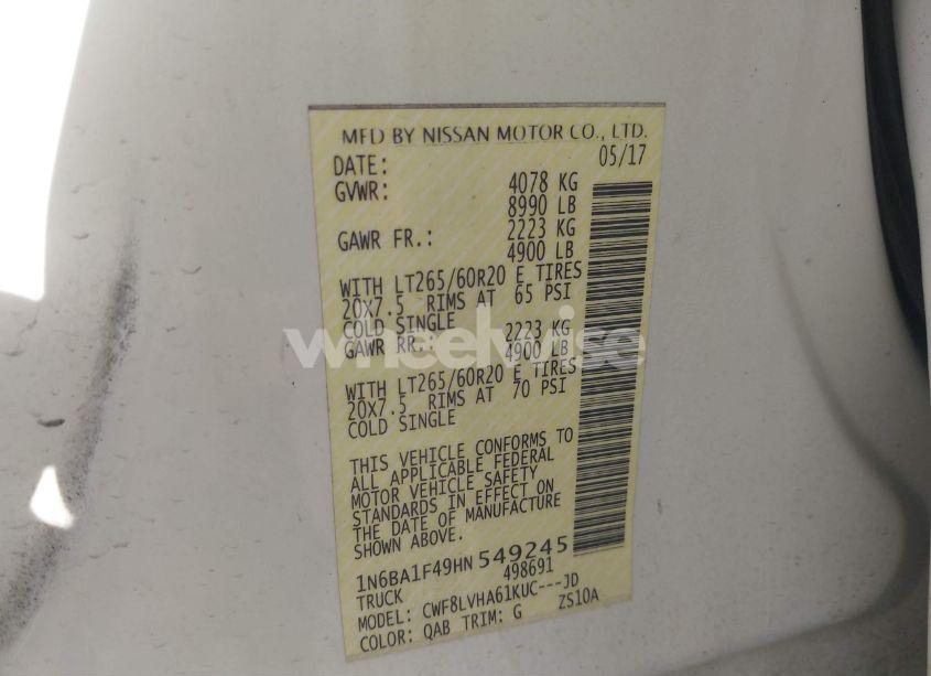 Photo 9 of 2017 Nissan Titan XD SL DIESEL (VIN 1N6BA1F49HN549245)