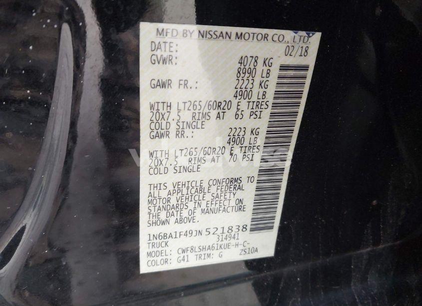 Photo 9 of 2018 Nissan Titan XD SV DIESEL (VIN 1N6BA1F49JN521838)