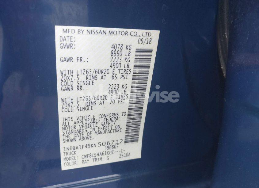 Photo 9 of 2019 Nissan Titan XD SV DIESEL (VIN 1N6BA1F49KN506712)