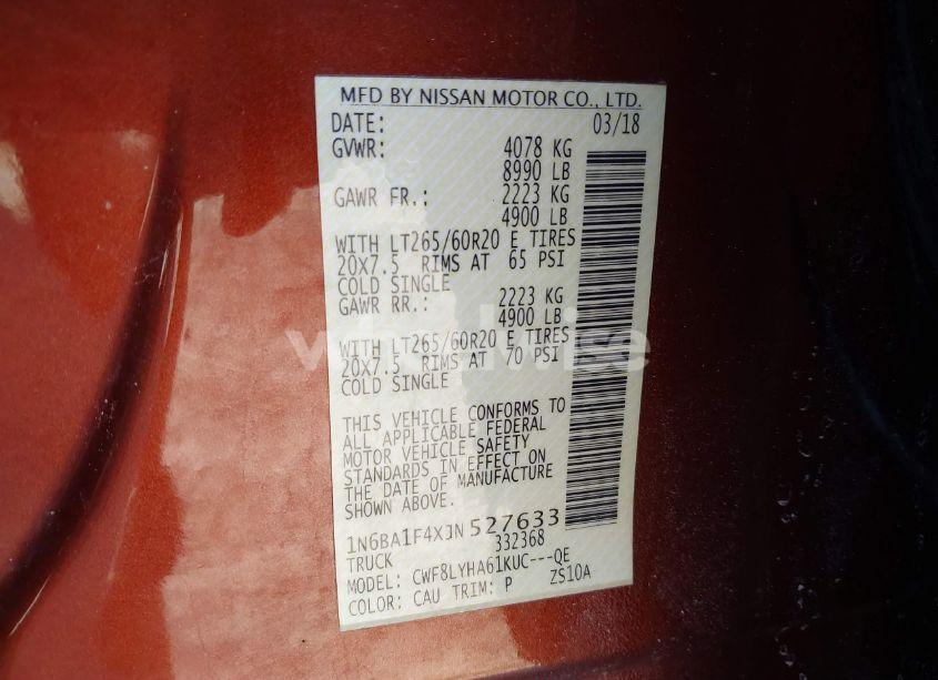 Photo 9 of 2018 Nissan Titan XD PLATINUM RESERVE DIESEL (VIN 1N6BA1F4XJN527633)