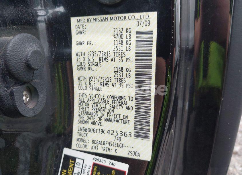 Photo 9 of 2009 Nissan Frontier XE (VIN 1N6BD06T19C425363)