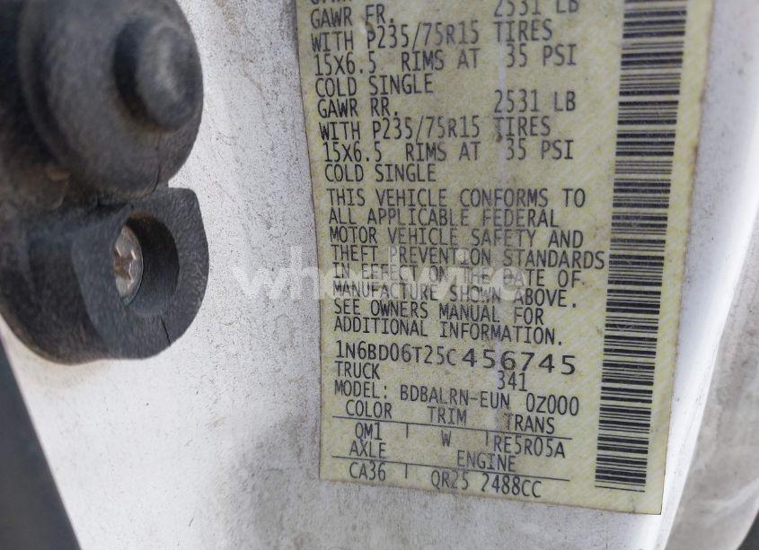 Photo 9 of 2005 Nissan Frontier XE (VIN 1N6BD06T25C456745)