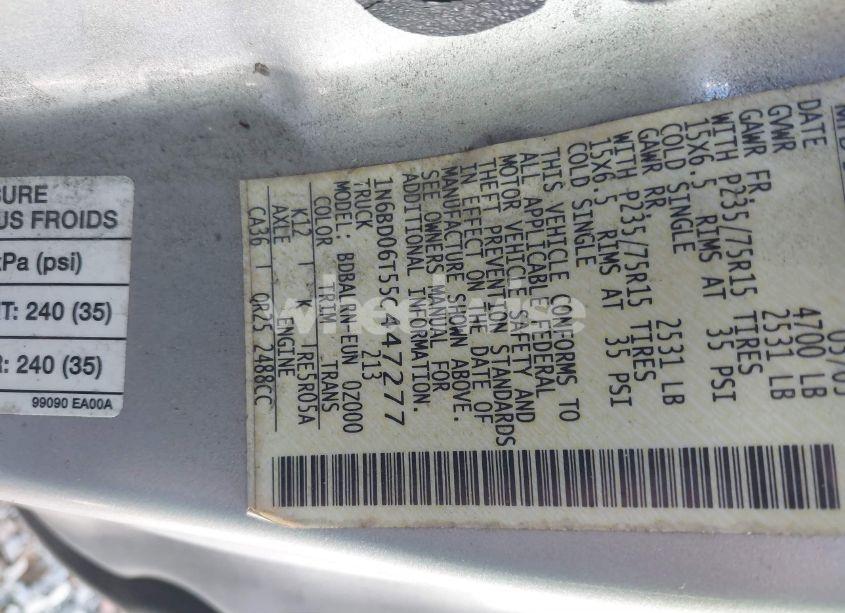 Photo 9 of 2005 Nissan Frontier XE (VIN 1N6BD06T55C447277)