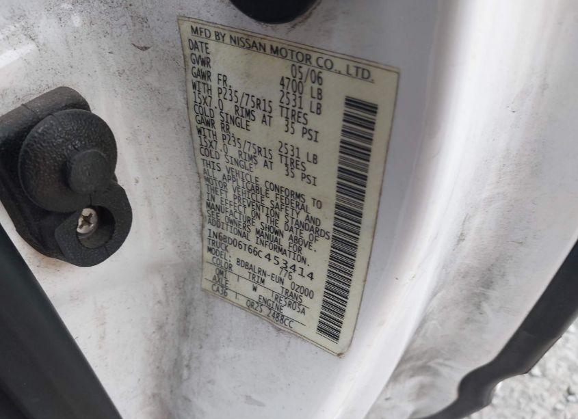 Photo 9 of 2006 Nissan Frontier XE (VIN 1N6BD06T66C453414)