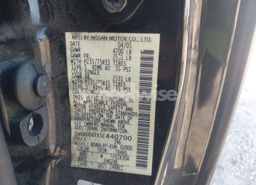 Photo 9 of 2005 Nissan Frontier XE (VIN 1N6BD06TX5C440700)