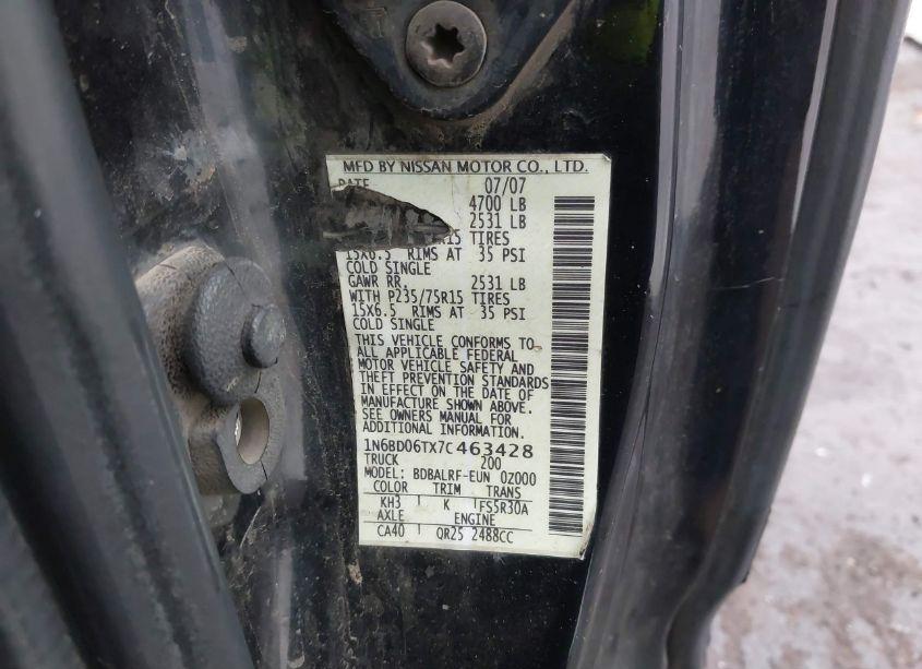 Photo 9 of 2007 Nissan Frontier XE (VIN 1N6BD06TX7C463428)