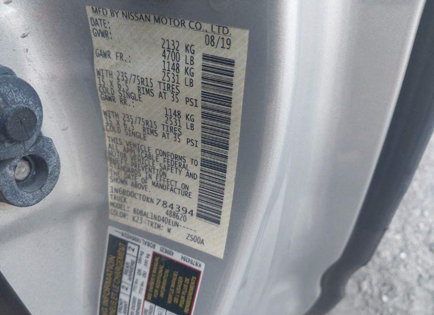 Photo 9 of 2019 Nissan Frontier S (VIN 1N6BD0CT0KN784394)