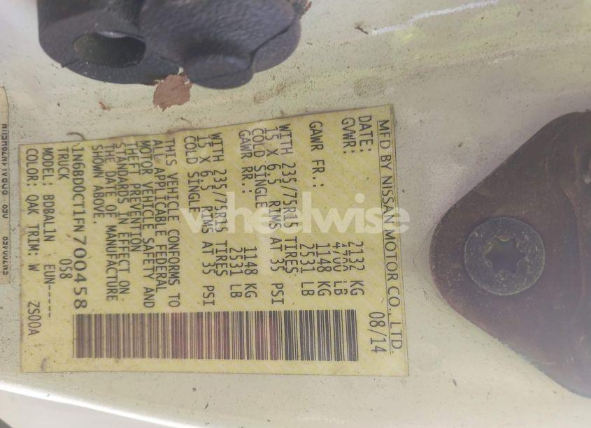 Photo 9 of 2015 Nissan Frontier S/SV-I4 (VIN 1N6BD0CT1FN700458)