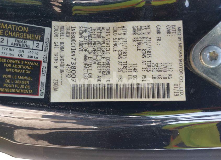 Photo 9 of 2019 Nissan Frontier S (VIN 1N6BD0CT1KN738007)