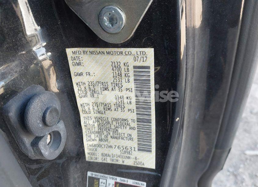 Photo 9 of 2017 Nissan Frontier S (VIN 1N6BD0CT2HN765631)