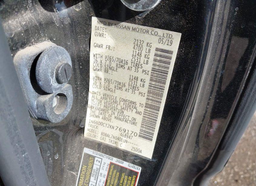 Photo 9 of 2019 Nissan Frontier SV-I4 (VIN 1N6BD0CT2KN769170)