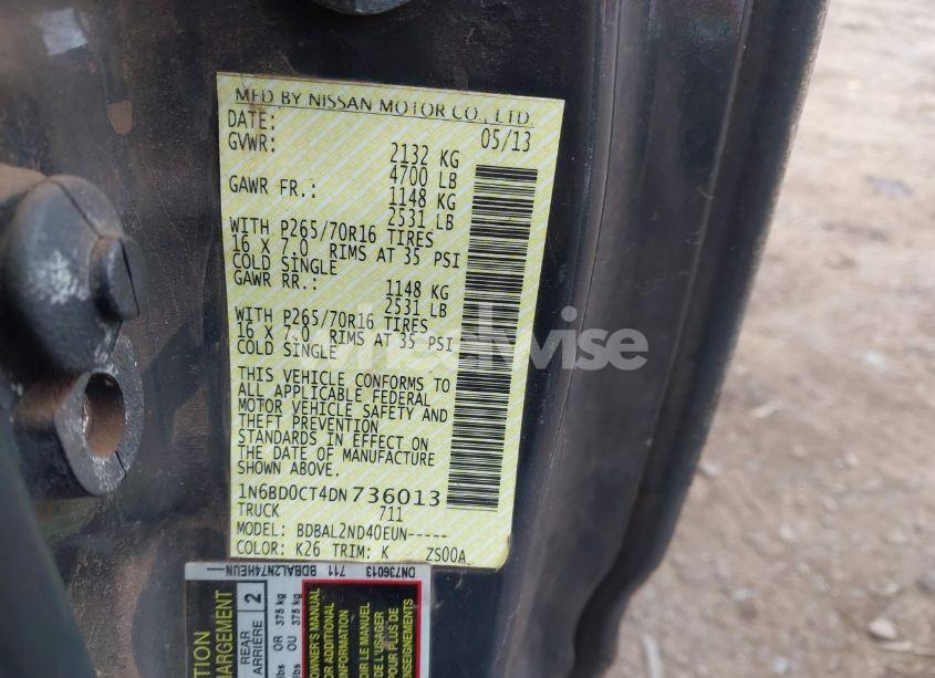 Photo 9 of 2013 Nissan Frontier SV-I4 (VIN 1N6BD0CT4DN736013)