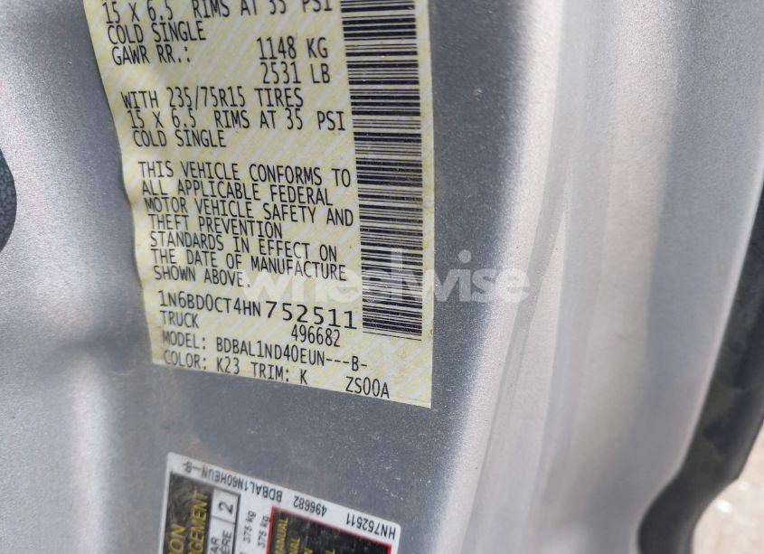 Photo 9 of 2017 Nissan Frontier S (VIN 1N6BD0CT4HN752511)