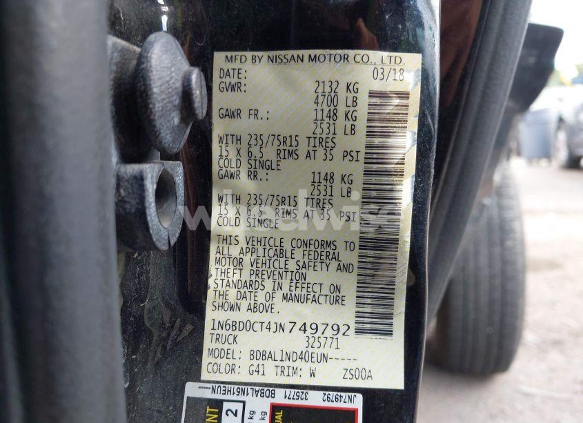 Photo 9 of 2018 Nissan Frontier S (VIN 1N6BD0CT4JN749792)