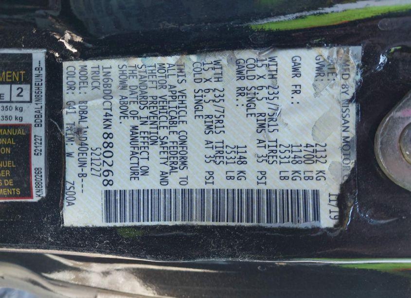 Photo 9 of 2019 Nissan Frontier S (VIN 1N6BD0CT4KN880268)