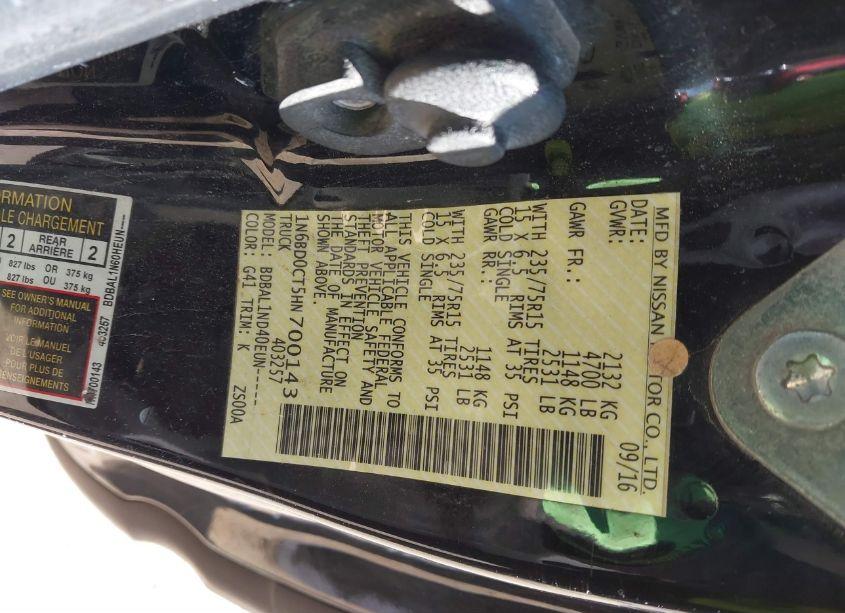 Photo 9 of 2017 Nissan Frontier DESERT RUNNER/S/SV-I4 (VIN 1N6BD0CT5HN700143)