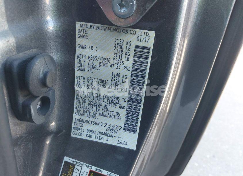 Photo 9 of 2017 Nissan Frontier SV-I4 (VIN 1N6BD0CT5HN723972)